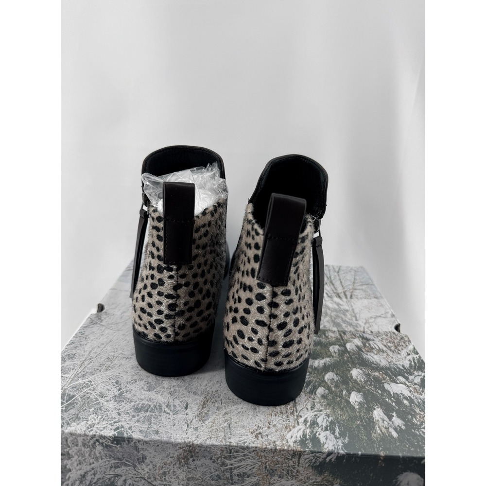 Mafulus Ankle Boots Womens 9.5 Brown Faux Leather Cheetah Calf Hair Side Zip - Picture 4 of 13